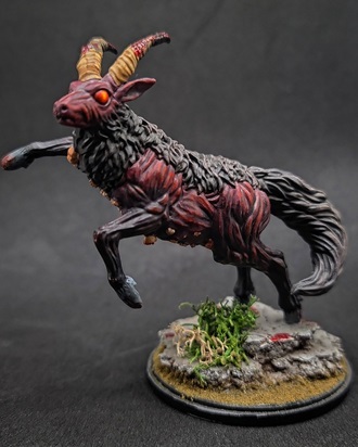 Painted miniature of the Screaming Ram from Kingdom Death: Monster